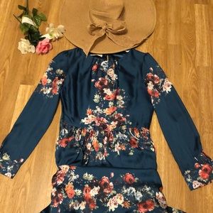Floral Boho long sleeves maxi silk dress